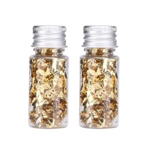 Lwuey Gold Leaf Flakes for Cake & Drinks Decoration, 2PCS