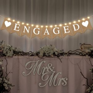 Engagement Party Decorations Banner with LED Fairy Lights for Engaged Party