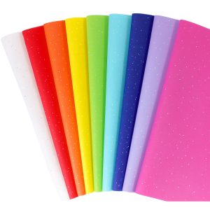 SUNCOLOR Glitter Rainbow Tissue Paper for Gift Bags, 36 Sheets, 9 Assorted Colors, 20 x 20 Inch, Sparkly Wrapping Paper for Gifts, Party Decor, DIY Crafts