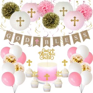 YUNXUAN Baptism Decorations for Girls First Communion Decorations