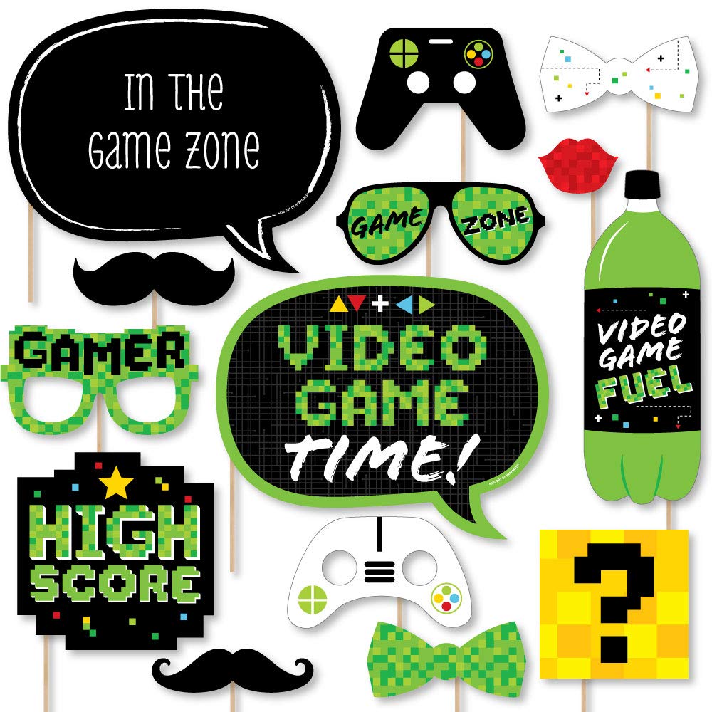 Video Game - Pixel Game Zone Photo Booth Prop Kit, DIY Props - 20pc
