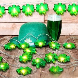 Baladais St Patricks Day Decorations Shamrocks String Lights Battery Operated 10 ft 20 LEDs Green Lights for Fireplace Bedroom Party Outdoor Tree Feast of Saint St. Patrick's Day Decoration