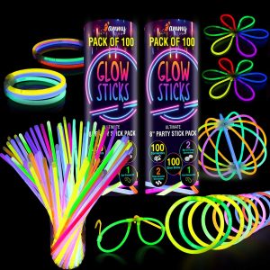 410 Pcs Glow Sticks Bulk, Glow in The Dark Party Supplies, 12 Hours Glow Party Pack 8 inch, Mardi Gras, Party Favors