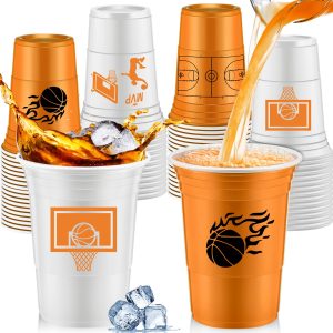 Norme 48 Pcs Basketball Party Cups 16 Oz Disposable Orange