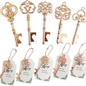 WODEGIFT 50 PCS Wedding Favors Key Bottle Openers,Bridal Shower Party Favors with Thank You Card Tag and Chains,Baby Shower Favors for Guests or Souvenirs for guests Bulk(Rose gold)