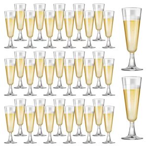 SUREHOME Plastic Champagne Flutes 40 Pack Disposable Champagne Glasses 5oz Clear Plastic Mimosa Glasses Wedding Cocktail Cups Bulk for New Years Eve Party Supplies 2026 Engagement Birthday Decorations