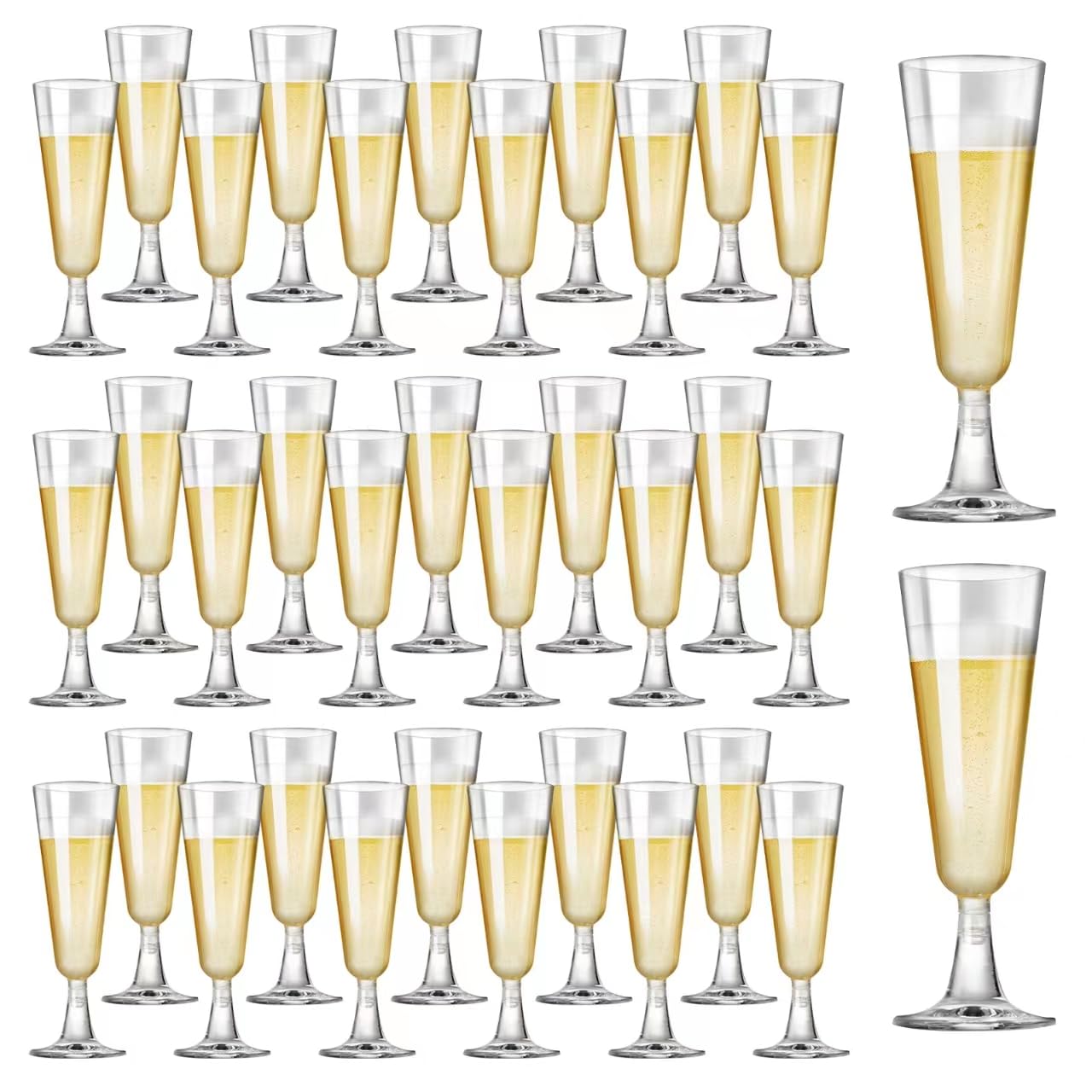 SUREHOME Plastic Champagne Flutes 40 Pack Disposable Champagne Glasses 5oz Clear Plastic Mimosa Glasses Wedding Cocktail Cups Bulk for New Years Eve Party Supplies 2026 Engagement Birthday Decorations