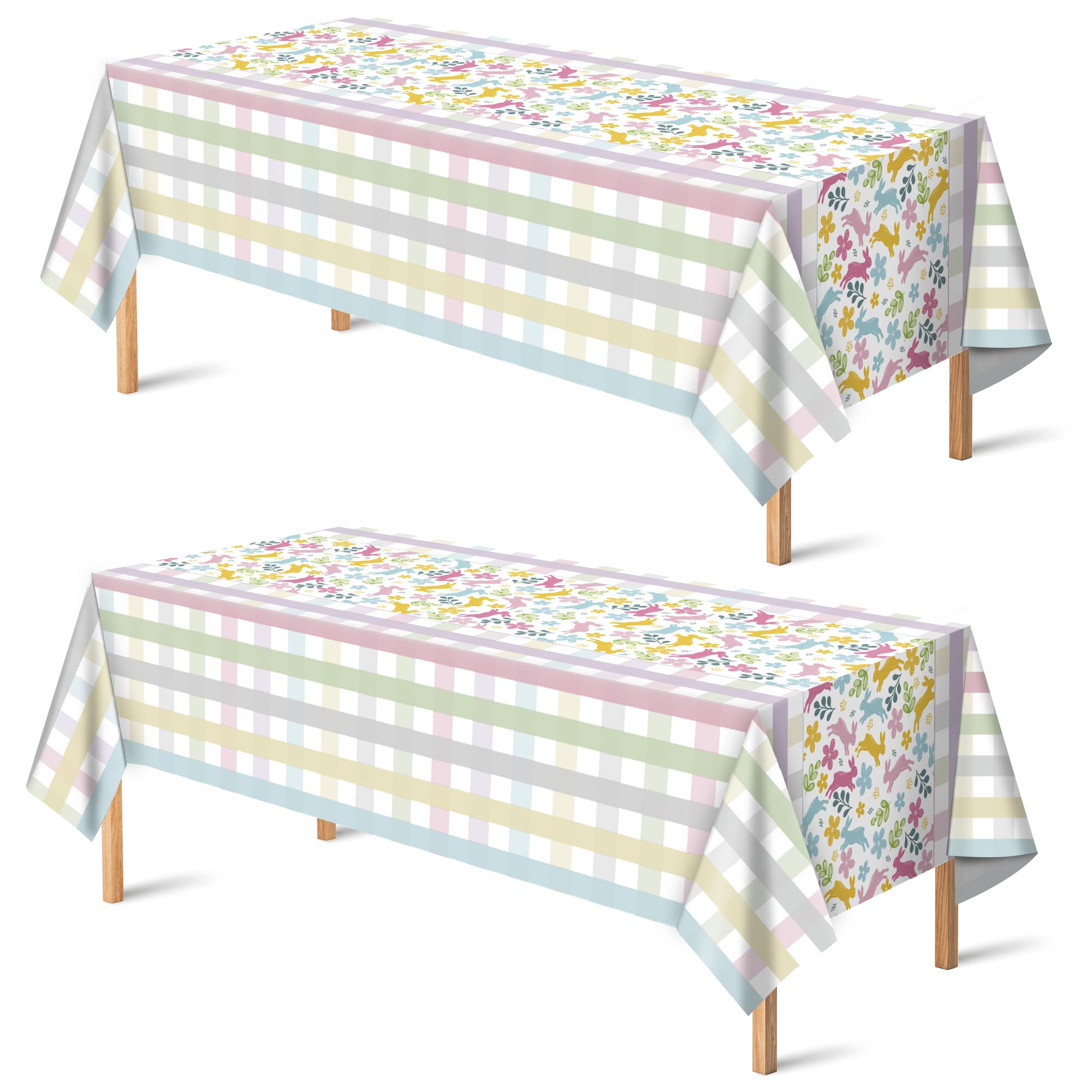 OHOME Easter Decorations - Rabbit Eggs Disposable Plastic Tablecloth Rectangular | Easter Party Decorations Supplies Favors Indoor Outdoor - Spring Holiday Backdrop Banner Table Cover for Home Kitchen