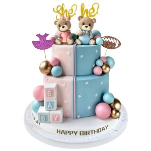 Gender Reveal Cake Topper, Bear Cake Decorations for Gender Reveal Party