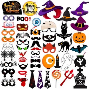 53pcs Halloween Photo Booth Props, Party Picture Props for Party Supply