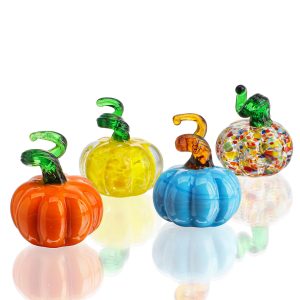 4 Pcs Blown Glass Pumpkin Figurines Fall Thanksgiving Centerpiece Decor