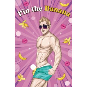 Bachelorette Party Games Pin The Banana on The Hunk Bridal Shower Games for Wedding Engagement Girls Night Bachelorette Party Supplies, Large Bachelorette Games Poster with 72 Stickers