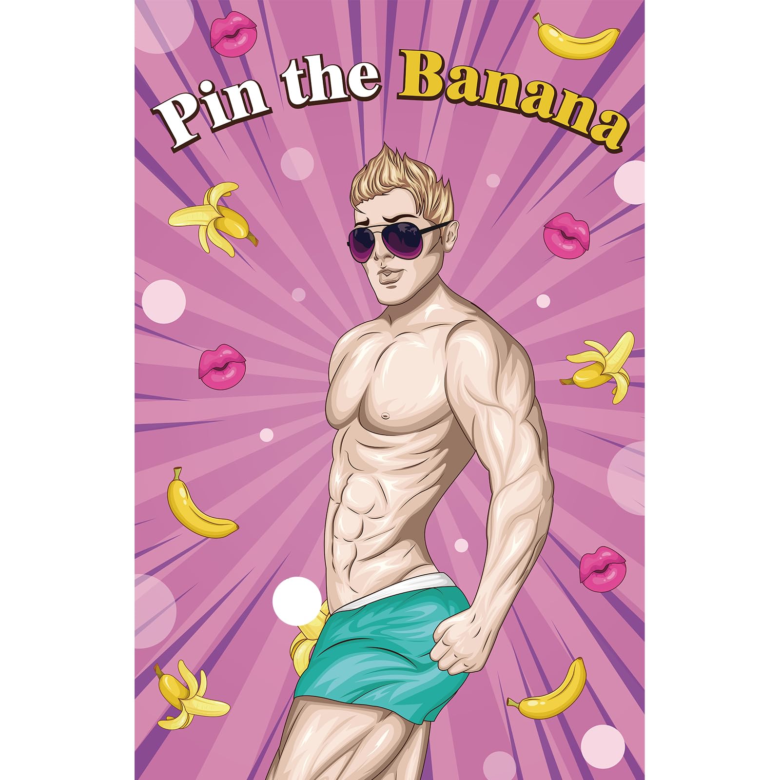 Bachelorette Party Games Pin The Banana on The Hunk Bridal Shower Games for Wedding Engagement Girls Night Bachelorette Party Supplies, Large Bachelorette Games Poster with 72 Stickers