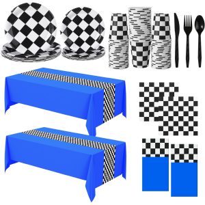 Oudain 162 Pcs Racing Car Birthday Party Decorations,Dark Blue