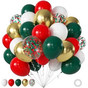 Red and Green Balloons for Christmas Birthday Party Decorations