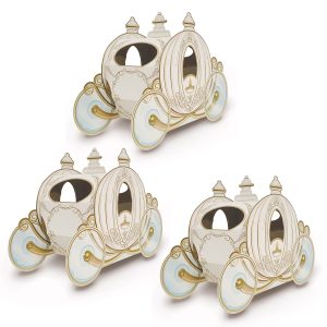 Beistle 3-D Carriage Centerpieces, 11" x 7.5", Set of 3 - Princess Table Decorations, Royal Themed Birthday Party Supplies