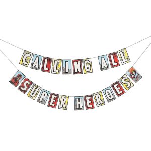 Fun Express Comic Book Super Hero Party Banner, 2 Pack, 7 ft