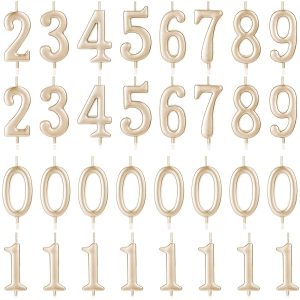 HIYZI 32 Pcs Numeral Birthday Candles Champagne Cake (Champagne)