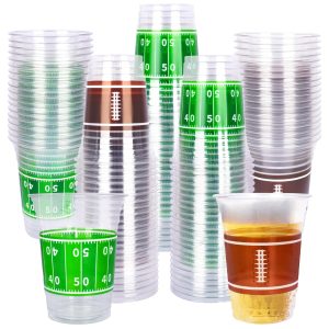 Gatherfun 100 Pcs 16oz Football Plastic Cups - Football Parties and Tailgate Events, Disposable & Convenient - Ideal…