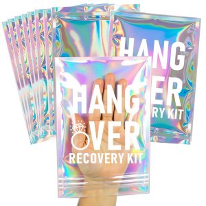 BUDICOOL 10 pcs Holographic Hangover Kit Bags,Bachelorette Party Favors