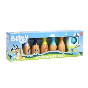 Bluey Wooden Bowling Set, 6 Character Pins, Indoor & Outdoor