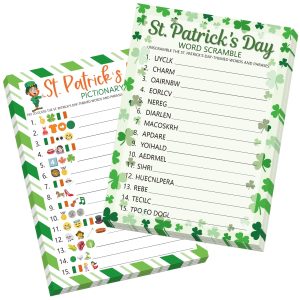 COCHIE St. Patrick's Day Party Games for Adults Family Office Large Groups, Saint Patrick Words Pictionary Game, Riddle Games, Word Scramble Game Classroom Activities - Answer Key (St. Patrick's)