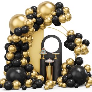 YMSZ Black and Gold Balloons Arch Kit, Graduation, New Year Balloons