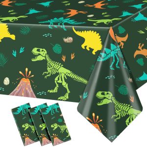 Fewuqav 3 Pcs Dinosuar Tablecloth,Plastic Disposable Dinosaur Table Cloth Rectangle for Dino Birthday Decorations Party Supplies,54x108 Inch