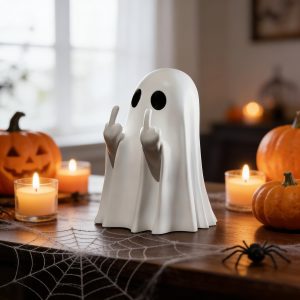 Chgfs Halloween Ghost Figurine White Decorative Finger Ghost Statue Funny Ghost,Cute Finger Ghost Ornaments for Shelf Mantel New Year's Gifts Tabletop Home Decor Coffee Table Centerpieces