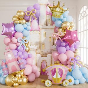 Haolongfa Princess Balloon Garland Arch Kit, 149Pcs Princess Birthday decor