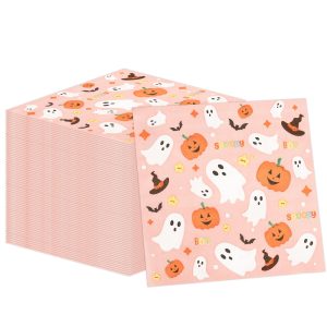 50PCS Pink Halloween Paper Napkins,13x13inch