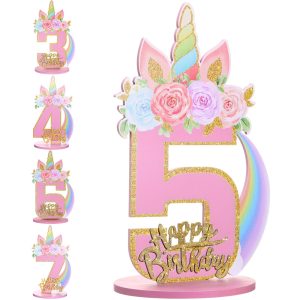 MiniInflat 1/2/3/4/5/6/7/8/9th Unicorn Birthday Party Decorations,Number 5