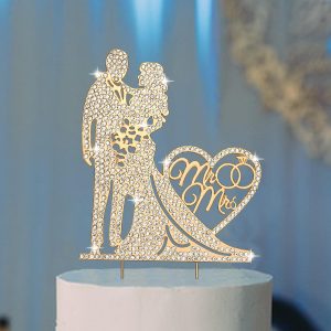 Jaciya Wedding Cake Topper Gold Bride and Groom Cake Topper Decorations