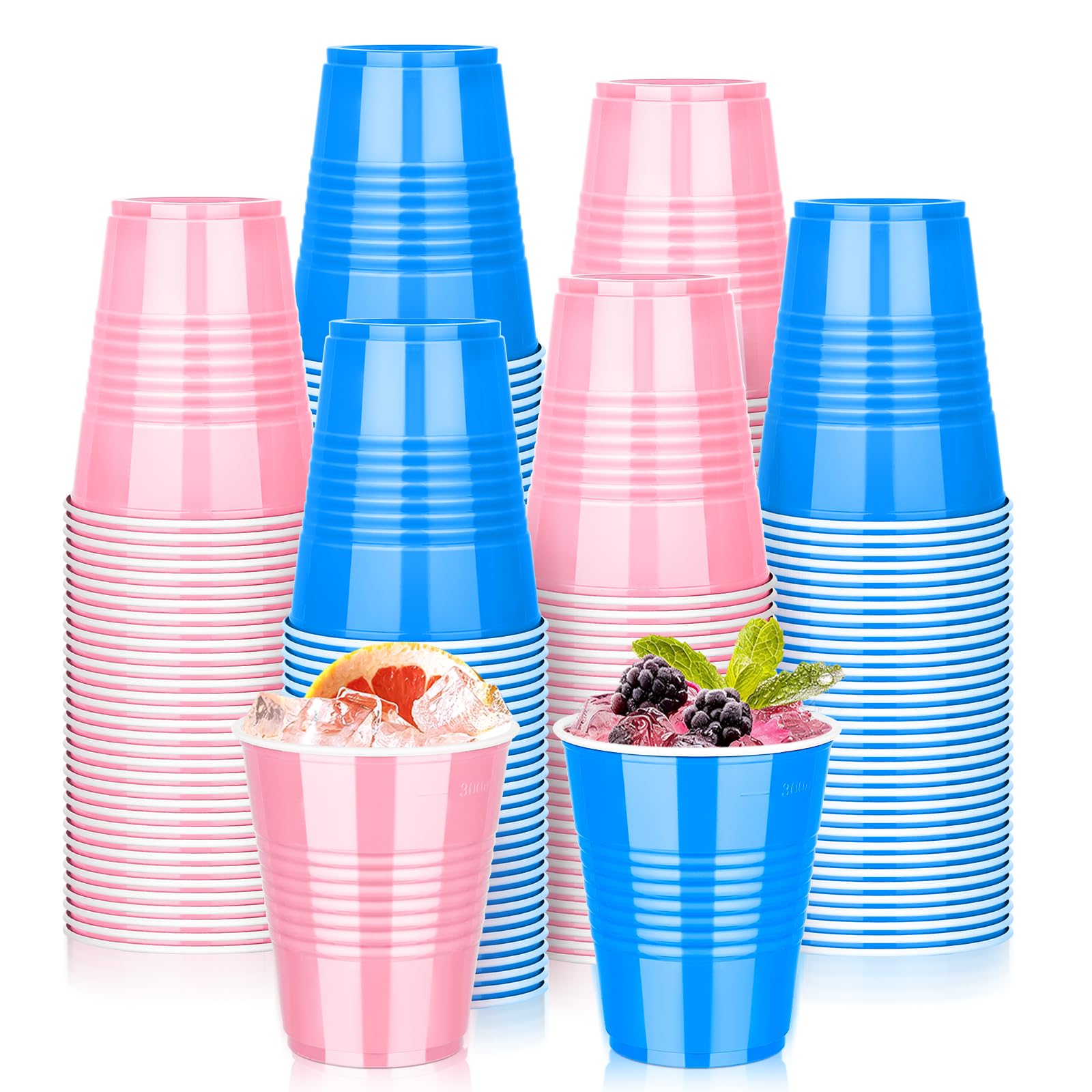 KesaPlan 100 PCS 12 OZ Plastic Party Cups, Pink and Blue Disposable Cup