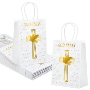 PerKoop 36 Pack First Communion Gift Bags, Religious Baptism Party Favors