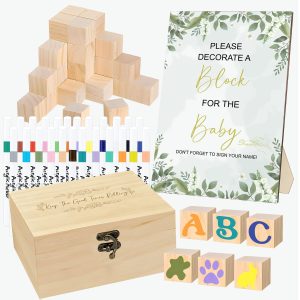 EIGTWEN 78 PCS Fun Baby Shower Games Sign Kit, Baby Blocks for Baby Shower
