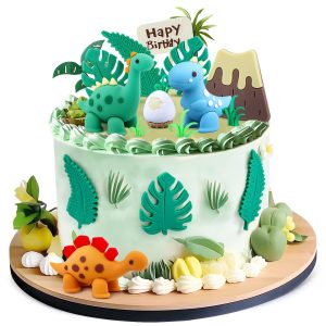 BlingABC 15PCS Cartoon Dinosaur Cake Toppers Jungle Cake Decorations