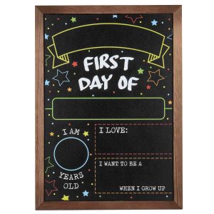 First Day Last Day of School Chalkboard - Sign with Frame - 14" x 10"
