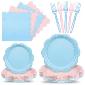 96 Pcs Baby Gender Reveal Plates and Napkins Party Supplies Serve 24 Guests