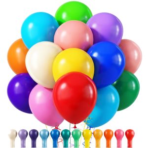 RUBFAC Rainbow Balloons 120pcs Party Balloons for Birthday Decorations | Thick Latex Rainbow Balloons Bulk for Back…
