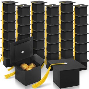 COTOPHER 100 Pcs Graduation Candy Boxes, Cap Gift Boxes with Gold Tassel