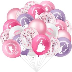 Civaner 48 Pcs Princess Balloons Latex Pink-purple Princess Birthday Party