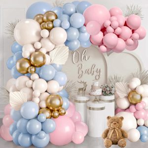Gender Reveal Balloon Arch Kit, Blush Pink and Blue Balloons