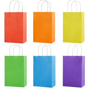 SUNCOLOR 24-Pack Small Gift Bags with Handles, 8" Rainbow Party Favor Bags