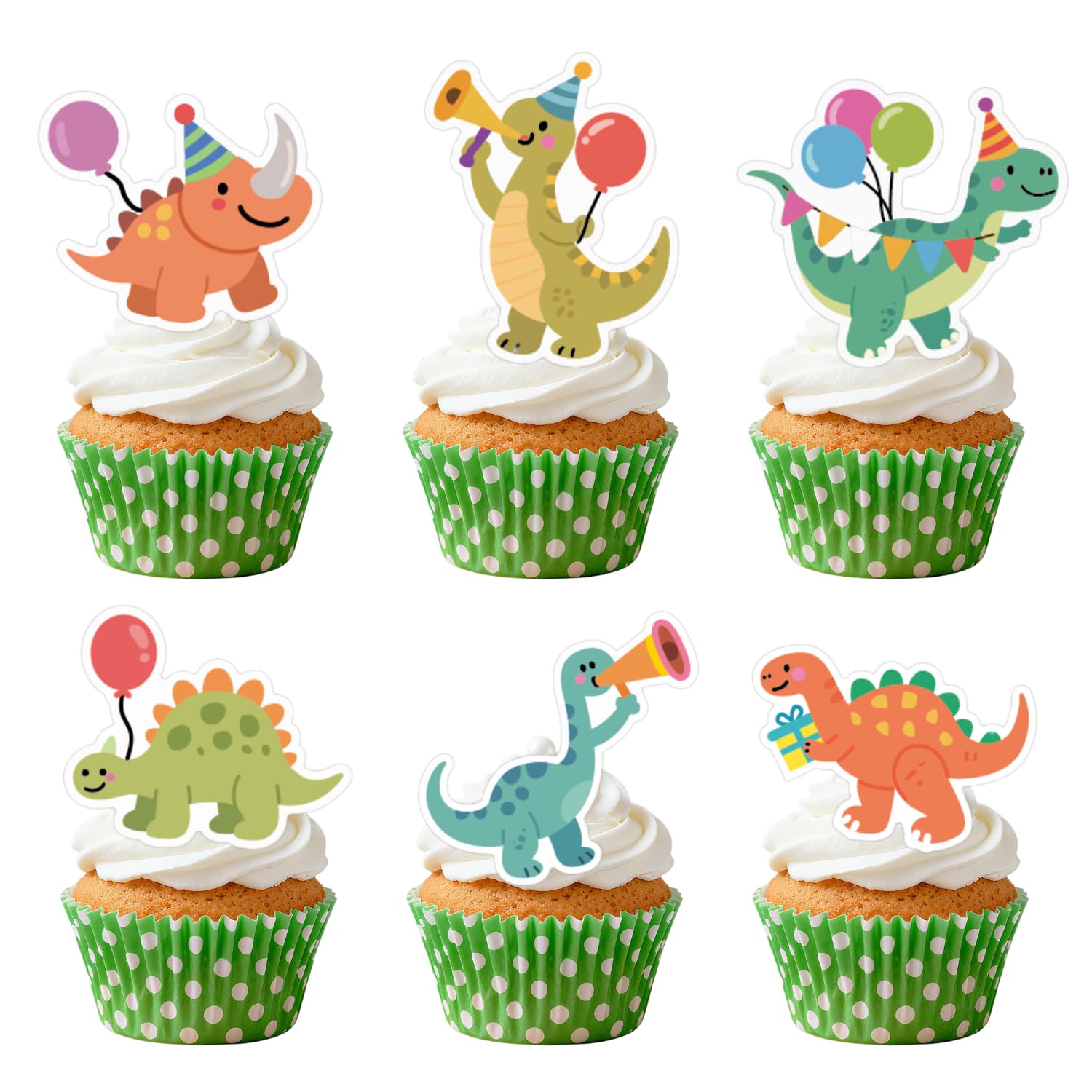 ALISSAR 36 Pcs Dinosaur Cupcake Toppers, Dino Cake Toppers for Birthday Party Decor, Baby Shower, Rex Theme - Dinosaur Cake Decorations, Dino Party Supplies