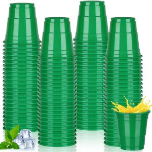 Pineburg 100 Pack 2oz Green Plastic Shot Glasses - St Patrick's Day Spring Easter Earth Day Irish Party Cups Disposable Supplies
