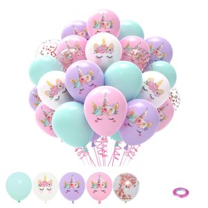 51Pcs Unicorn Pastel Balloons Macaron Colors for Birthday Party Decor
