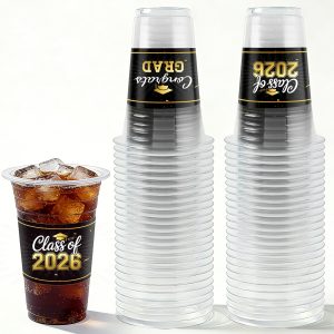 HongyiTime 50 Pack 16 oz Graduation Cups, Class of 2026 Graduates Disposable Tableware Set- Graduation Party Supplies & Favors