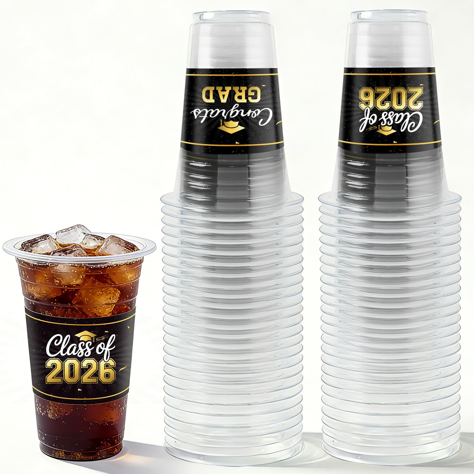 HongyiTime 50 Pack 16 oz Graduation Cups, Class of 2026 Graduates Disposable Tableware Set- Graduation Party Supplies & Favors