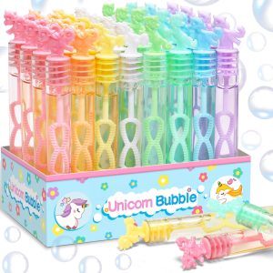 32 Piece Mini Unicorn Bubble Wands with Gift Box for Girls Birthday Parties